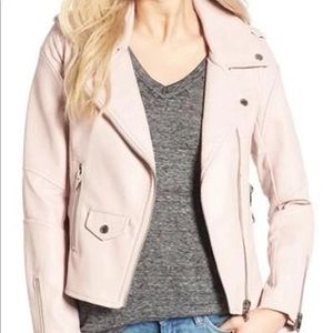 Blank NYC “easy rider” blush pink faux moto leather jacket xs